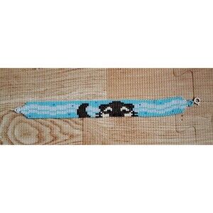 River Otter Delica Bead Woven Bracelet 8" Beaded Jewelry Handmade